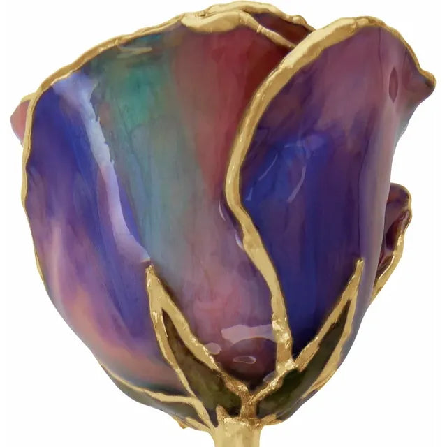 October Opal Colored Lacquered Birthstone Rose with Gold Trim- Sparkle & Jade-SparkleAndJade.com 