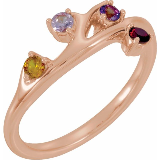 Mother's Family Birthstone Floral Branch Ring- Sparkle & Jade-SparkleAndJade.com 72305