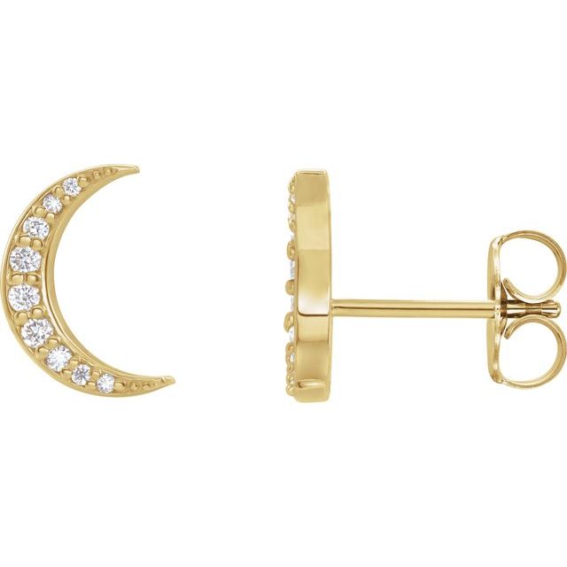 14K Gold 1/10 CTW Natural Diamond Crescent Moon Earrings- Sparkle & Jade-SparkleAndJade.com 86941:601:P