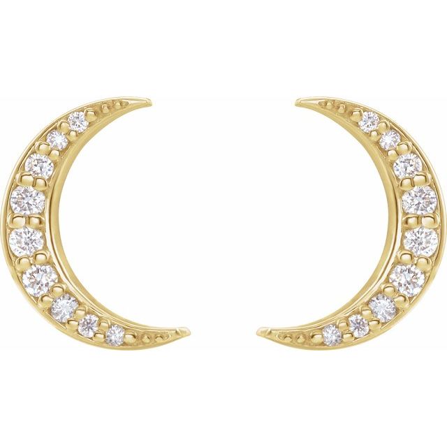 14K Gold 1/10 CTW Natural Diamond Crescent Moon Earrings- Sparkle & Jade-SparkleAndJade.com 