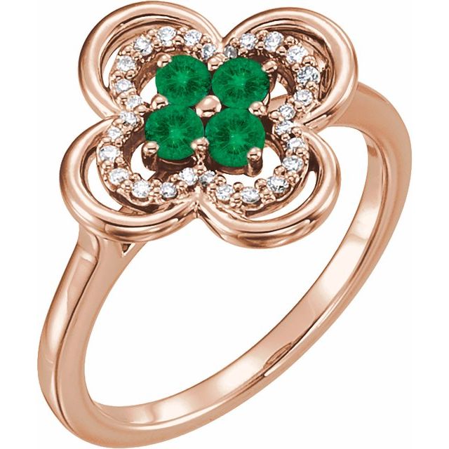 Lab-Grown and Natural Gemstone Clover Rings with 1/10 CTW Diamond Accents Series 122879- Sparkle & Jade-SparkleAndJade.com 