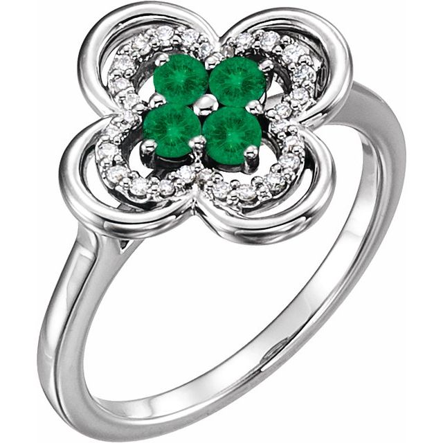 Lab-Grown and Natural Gemstone Clover Rings with 1/10 CTW Diamond Accents Series 122879- Sparkle & Jade-SparkleAndJade.com 