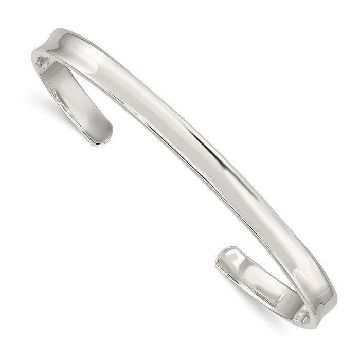 5mm Wide Solid Sterling Silver Concave Cuff Bangle Bracelet - Engravable- Sparkle & Jade-SparkleAndJade.com QB322