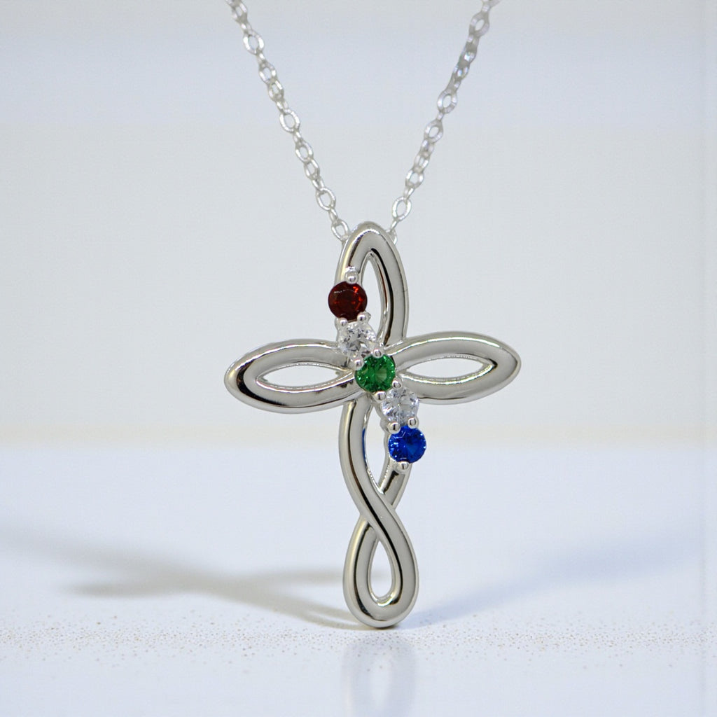 Cross Family Birthstone Pendant or Necklace- Sparkle & Jade-SparkleAndJade.com 