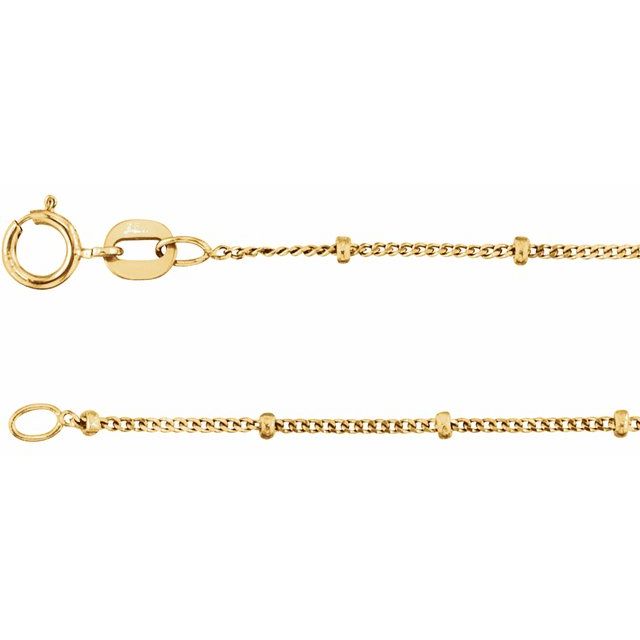 14k Gold Solid Beaded Curb Chain- Sparkle & Jade-SparkleAndJade.com 