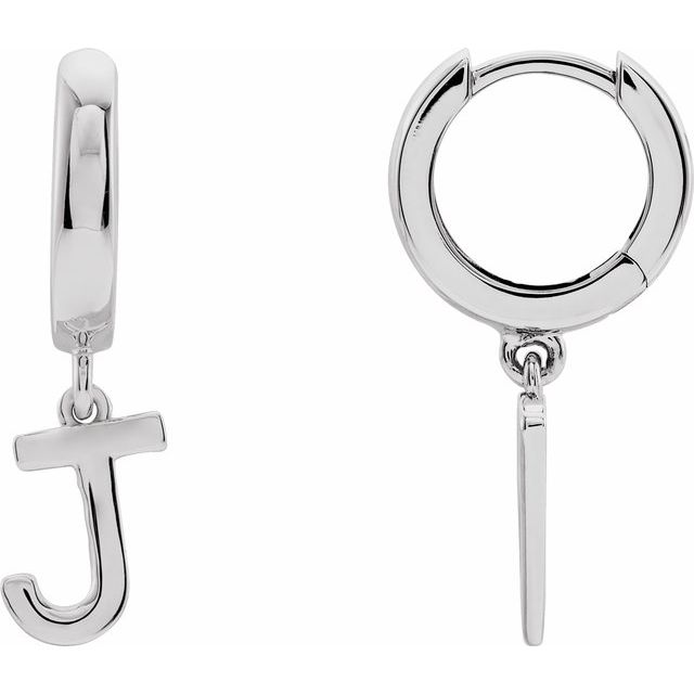 14K Gold Initial Dangle Hinged Huggie Earrings- Sparkle & Jade-SparkleAndJade.com 