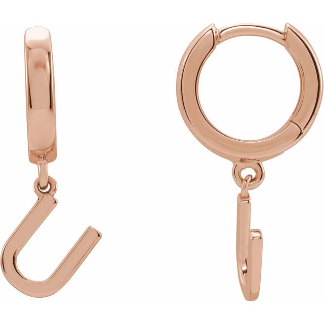 14K Gold Initial Dangle Hinged Huggie Earrings- Sparkle & Jade-SparkleAndJade.com 
