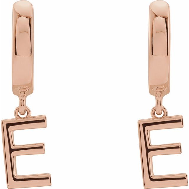 14K Gold Initial Dangle Hinged Huggie Earrings- Sparkle & Jade-SparkleAndJade.com 