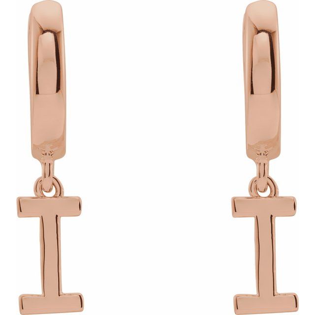 14K Gold Initial Dangle Hinged Huggie Earrings- Sparkle & Jade-SparkleAndJade.com 
