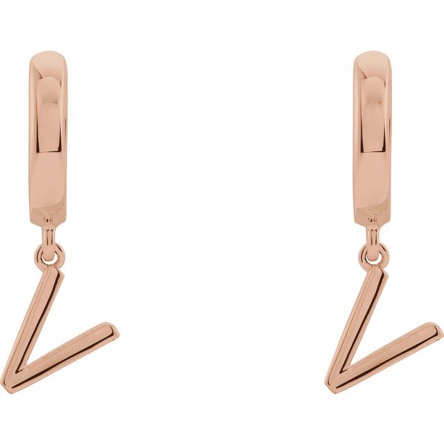 14K Gold Initial Dangle Hinged Huggie Earrings- Sparkle & Jade-SparkleAndJade.com 