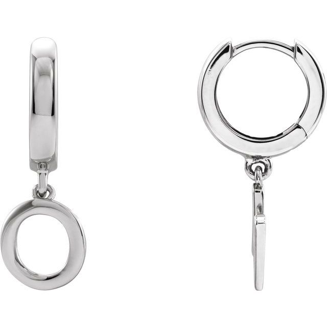 14K Gold Initial Dangle Hinged Huggie Earrings- Sparkle & Jade-SparkleAndJade.com 