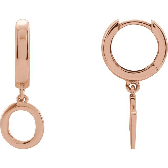 14K Gold Initial Dangle Hinged Huggie Earrings- Sparkle & Jade-SparkleAndJade.com 