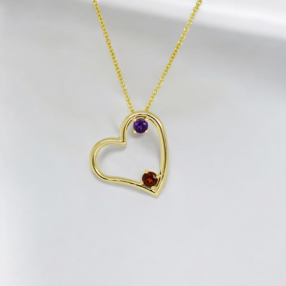 Mother's Family Birthstone Heart Slide Pendant or Necklace- Sparkle & Jade-SparkleAndJade.com 