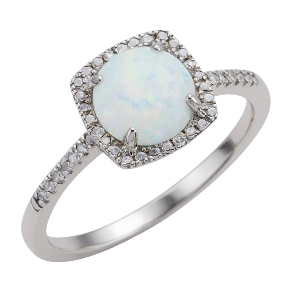 Sterling Silver Gemstone & .01 CTW Diamond Halo-Style Rings- Sparkle & Jade-SparkleAndJade.com 