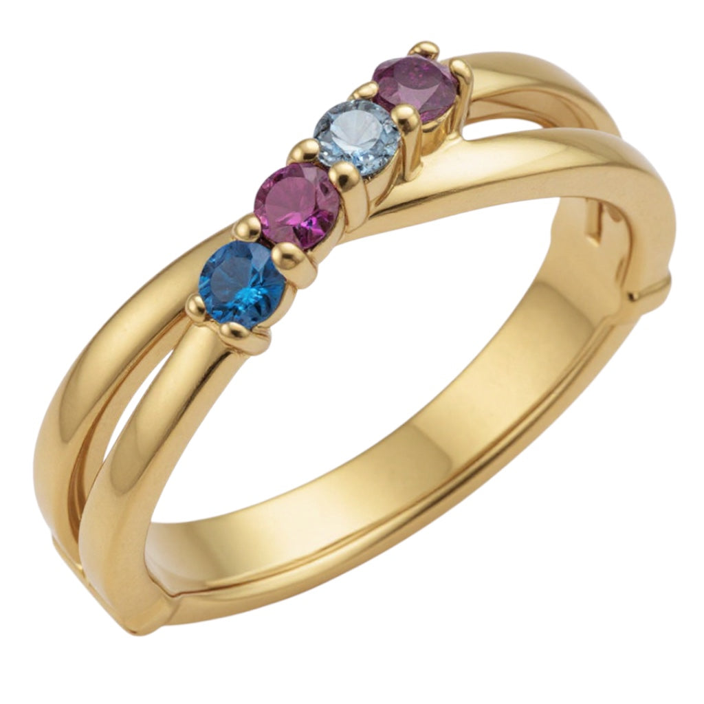 Diagonal Infinity Inspired Mother's Family Birthstone Ring- Sparkle & Jade-SparkleAndJade.com 