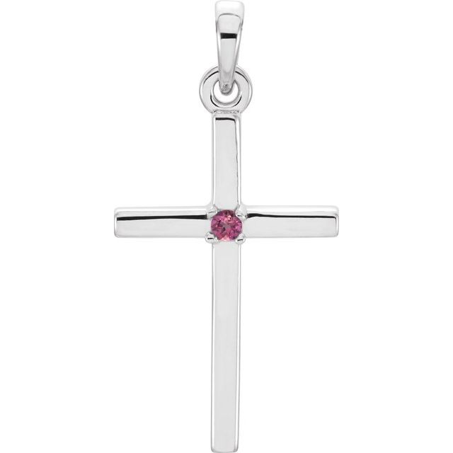 14k Gold 1.5mm Birthstone 22.6 x 11.4 mm Cross Pendant- Sparkle & Jade-SparkleAndJade.com 