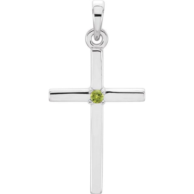 14k Gold 1.5mm Birthstone 22.6 x 11.4 mm Cross Pendant- Sparkle & Jade-SparkleAndJade.com 