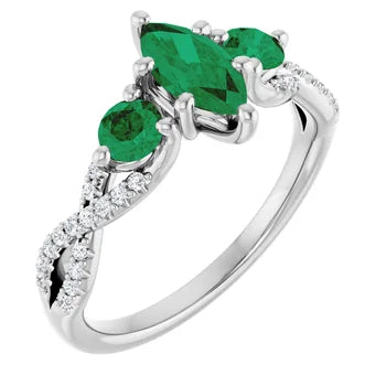 Custom Item - Continuum Sterling Silver 8x4 mm Marquise Engagement Ring- Sparkle & Jade-SparkleAndJade.com 