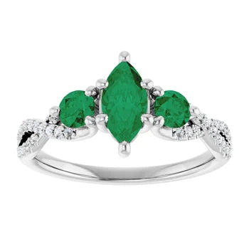 Custom Item - Continuum Sterling Silver 8x4 mm Marquise Engagement Ring- Sparkle & Jade-SparkleAndJade.com 