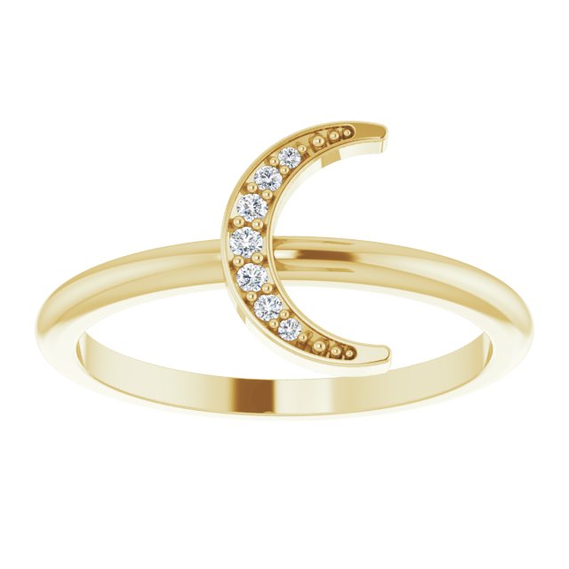 14K Gold .04 CTW Natural Diamond Stackable Crescent Ring- Sparkle & Jade-SparkleAndJade.com 