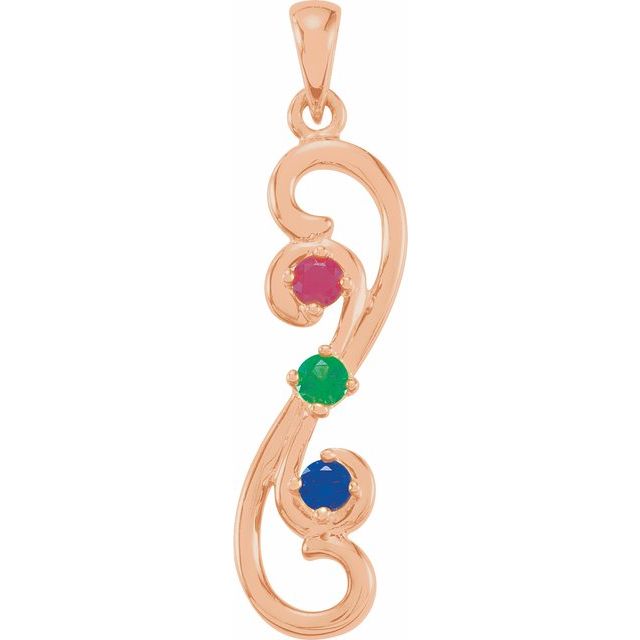 Vertical Double Swirl Mother's Family Birthstone Pendant or Necklace- Sparkle & Jade-SparkleAndJade.com 84562