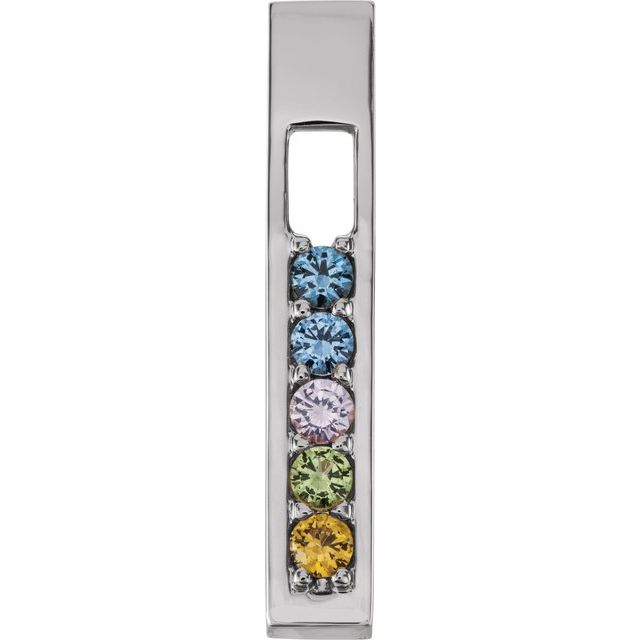 Open Vertical Bar Mother's Family Birthstone Pendant or Necklace- Sparkle & Jade-SparkleAndJade.com 83187