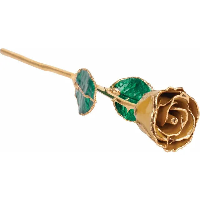 November Yellow Topaz Citrine Colored Lacquered Birthstone Rose with Gold Trim- Sparkle & Jade-SparkleAndJade.com 