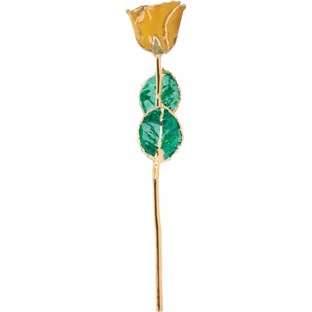 November Yellow Topaz Citrine Colored Lacquered Birthstone Rose with Gold Trim- Sparkle & Jade-SparkleAndJade.com 