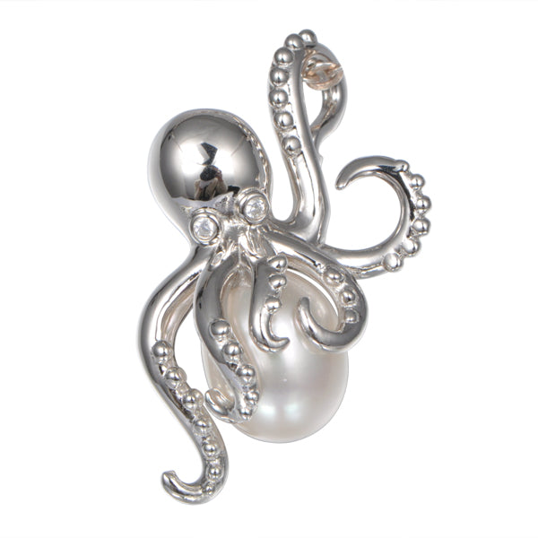 Sterling Silver Freshwater Pearl Octopus Pendant by Alamea- Sparkle & Jade-SparkleAndJade.com 