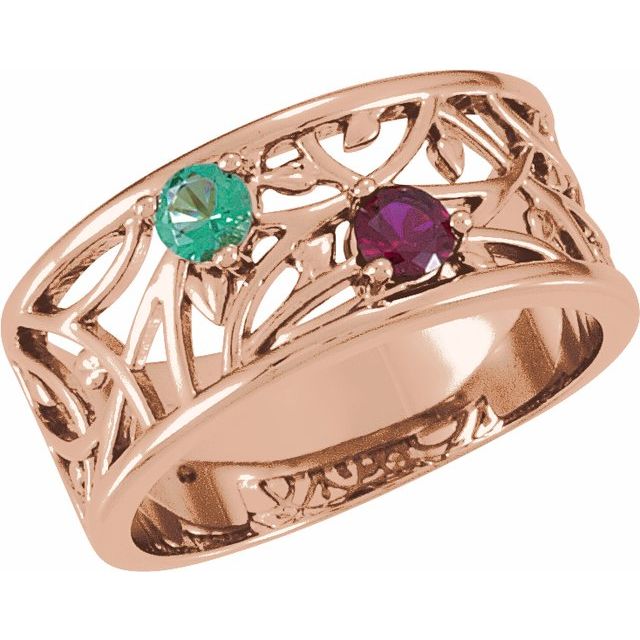 Floral Branch 9mm Wide Mother's Family Birthstone Ring- Sparkle & Jade-SparkleAndJade.com 