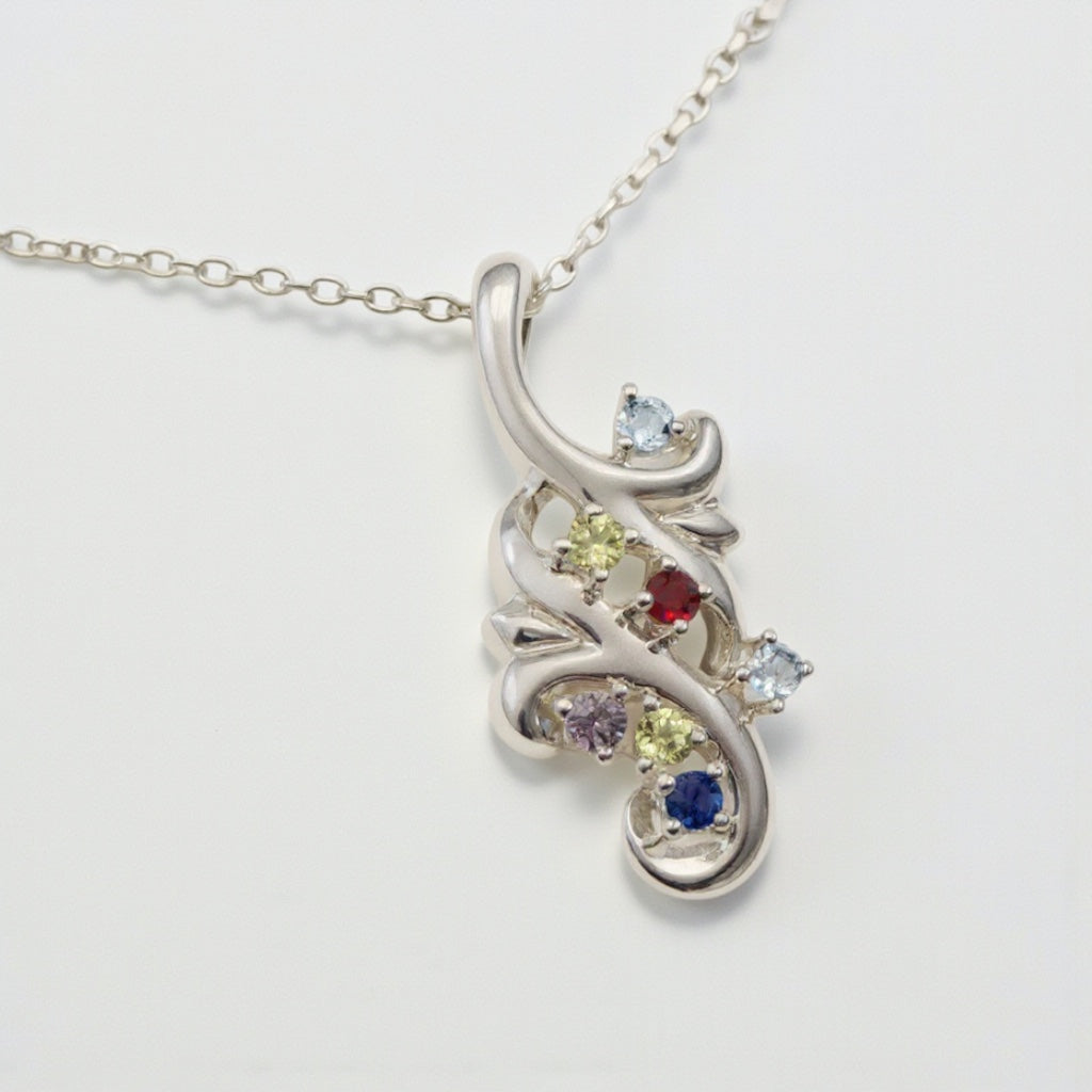 Mother's Family Birthstone Slide Floral Pendant or Necklace- Sparkle & Jade-SparkleAndJade.com 
