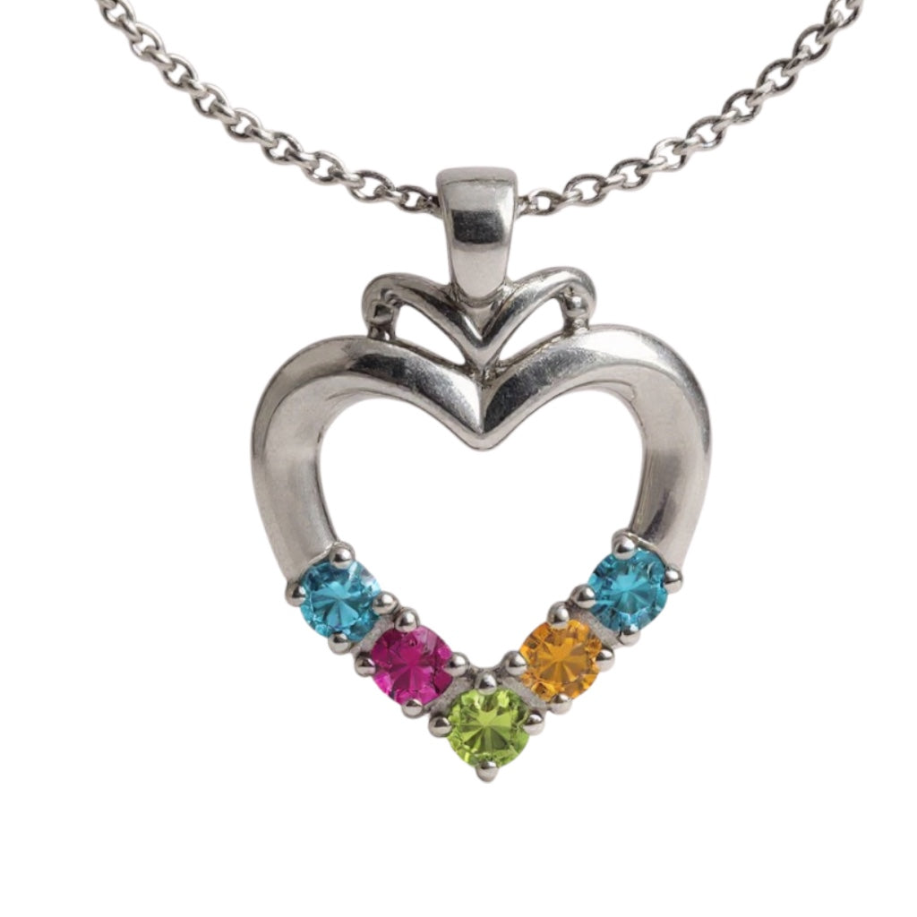 Family Heart Birthstone Pendant or Necklace- Sparkle & Jade-SparkleAndJade.com 