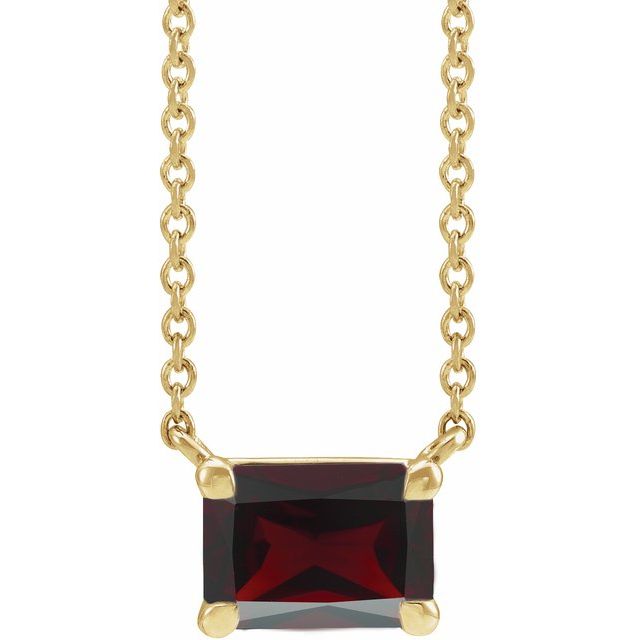 14K Yellow Gold Emerald Cut Gemstone 18" Necklaces- Sparkle & Jade-SparkleAndJade.com 87178:2071:P