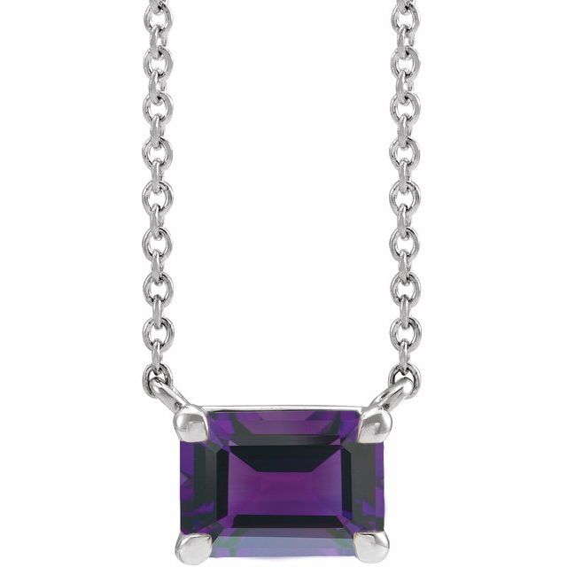 14K Gold Emerald Cut Gemstone 18" Necklaces- Sparkle & Jade-SparkleAndJade.com 87178