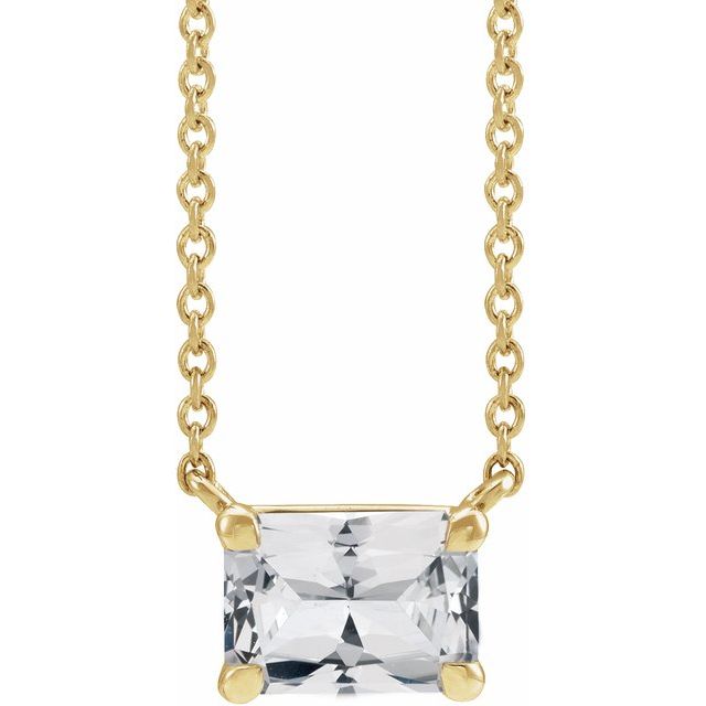 14K Yellow Gold Emerald Cut Gemstone 18" Necklaces- Sparkle & Jade-SparkleAndJade.com 87178:2076:P