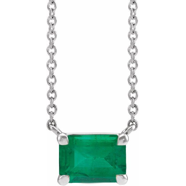 14K Gold Emerald Cut Gemstone 18" Necklaces- Sparkle & Jade-SparkleAndJade.com 87178