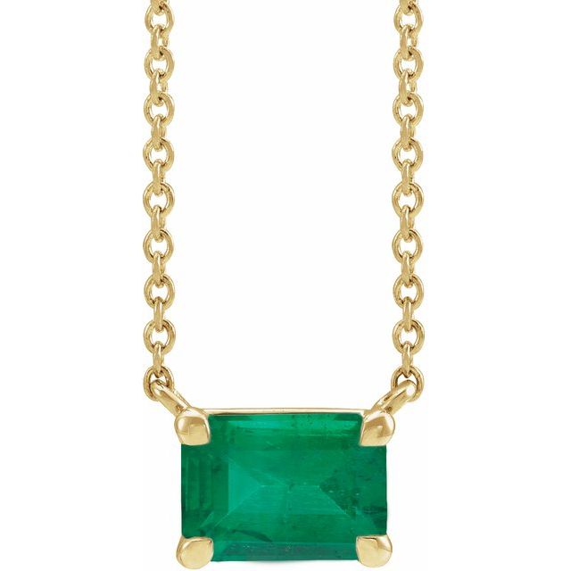 14K Yellow Gold Emerald Cut Gemstone 18" Necklaces- Sparkle & Jade-SparkleAndJade.com 87178:2037:P