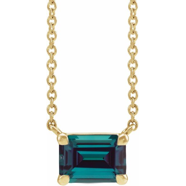 14K Yellow Gold Emerald Cut Gemstone 18" Necklaces- Sparkle & Jade-SparkleAndJade.com 87178:2057:P