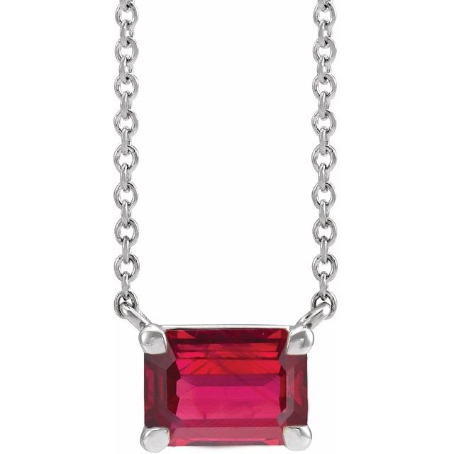 14K Gold Emerald Cut Gemstone 18" Necklaces- Sparkle & Jade-SparkleAndJade.com 87178