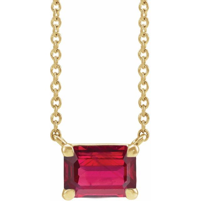 14K Yellow Gold Emerald Cut Gemstone 18" Necklaces- Sparkle & Jade-SparkleAndJade.com 87178:2062:P