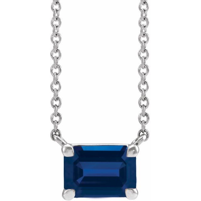 14K Gold Emerald Cut Gemstone 18" Necklaces- Sparkle & Jade-SparkleAndJade.com 87178