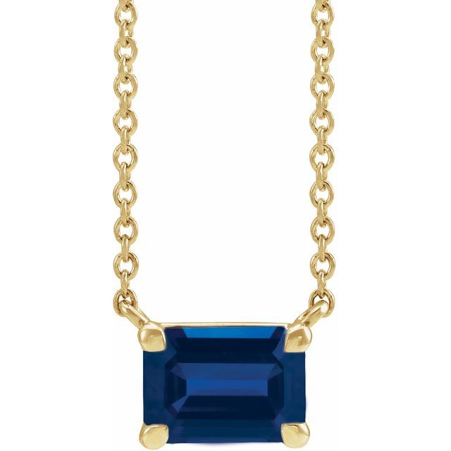14K Yellow Gold Emerald Cut Gemstone 18" Necklaces- Sparkle & Jade-SparkleAndJade.com 87178:2035:P