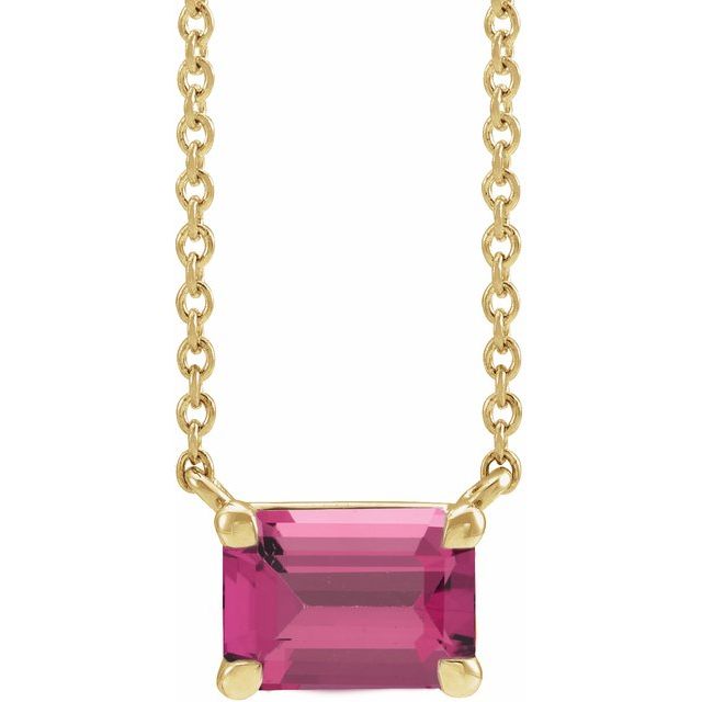 14K Yellow Gold Emerald Cut Gemstone 18" Necklaces- Sparkle & Jade-SparkleAndJade.com 87178:2091:P