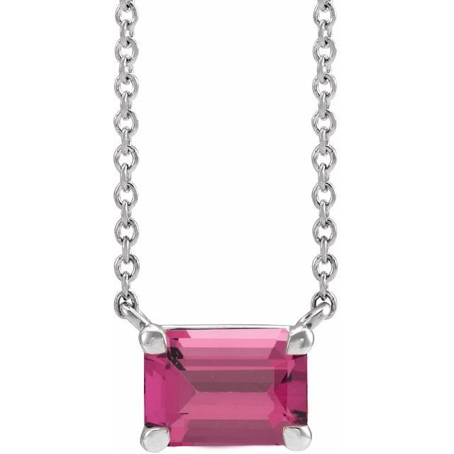 14K Gold Emerald Cut Gemstone 18" Necklaces- Sparkle & Jade-SparkleAndJade.com 87178