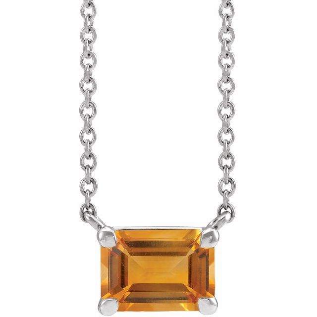 14K Gold Emerald Cut Gemstone 18" Necklaces- Sparkle & Jade-SparkleAndJade.com 87178