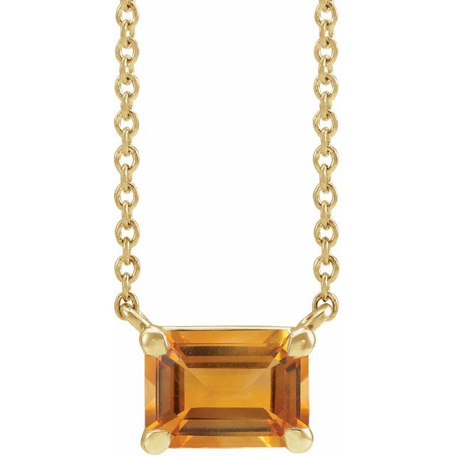 14K Yellow Gold Emerald Cut Gemstone 18" Necklaces- Sparkle & Jade-SparkleAndJade.com 87178:2066:P