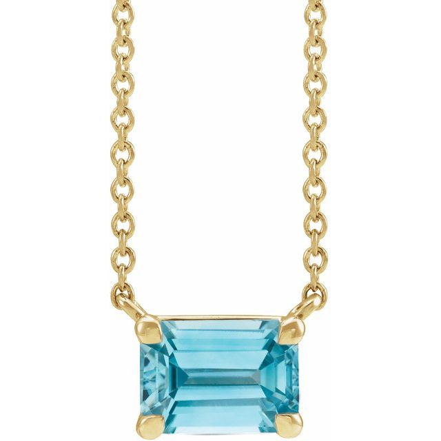 14K Yellow Gold Emerald Cut Gemstone 18" Necklaces- Sparkle & Jade-SparkleAndJade.com 87178:2068:P