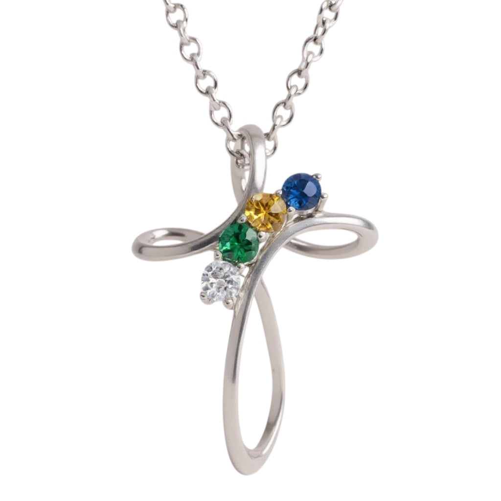 Cross Family Birthstone Pendant or Necklace- Sparkle & Jade-SparkleAndJade.com 