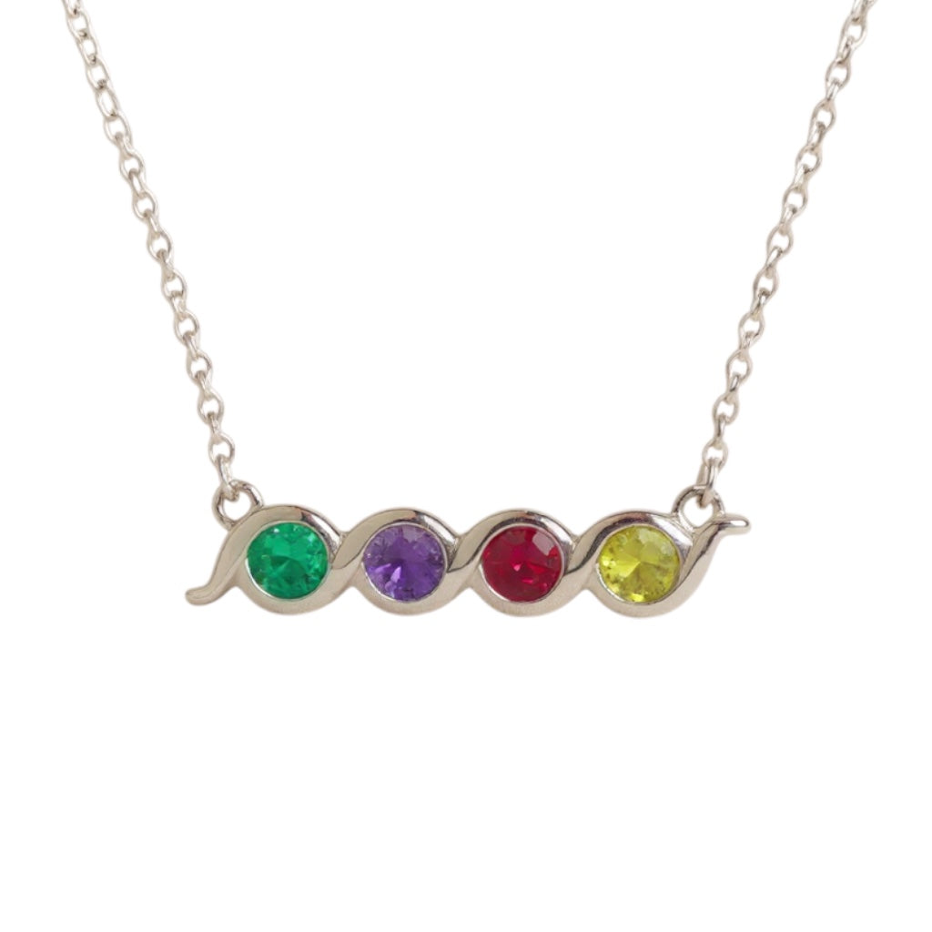 Horizontal Swirl Bezel Set Mother's Family Birthstone Necklace- Sparkle & Jade-SparkleAndJade.com 