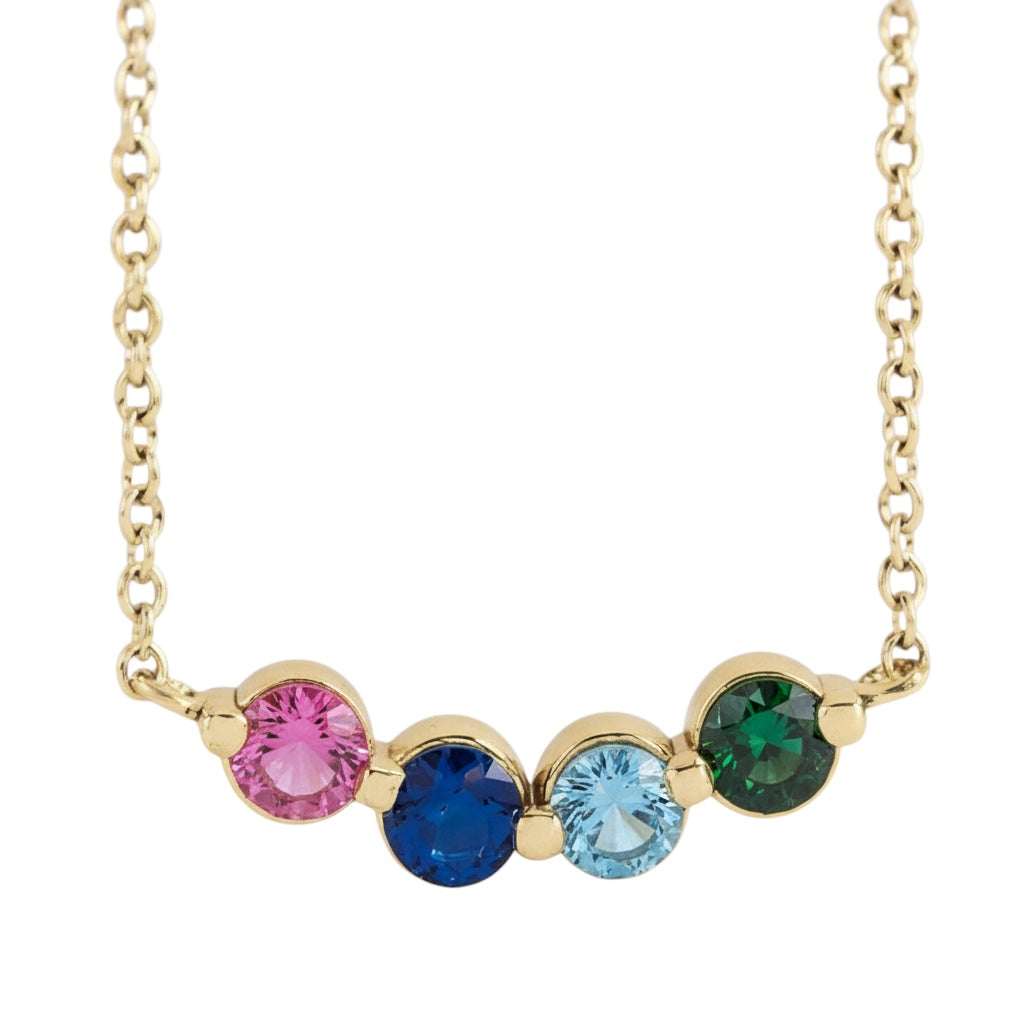 Mother's Family Curved Line Station Set Birthstone Necklace- Sparkle & Jade-SparkleAndJade.com 